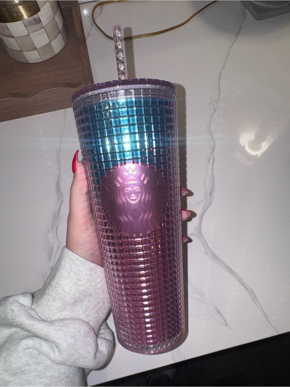 Starbucks Grid Pattern Ombré Reusable Tumbler